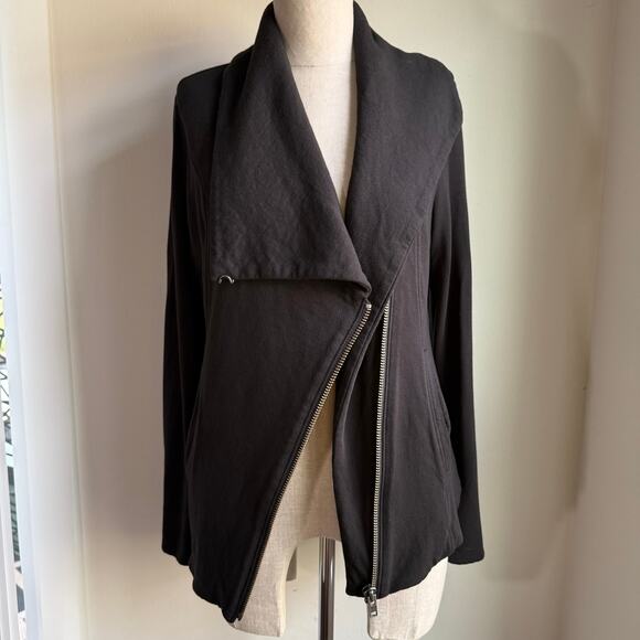 Helmut Lang Asymmetrical Knit Jacket Funnel Neck Asym Zip Black Medium - Picture 3 of 12
